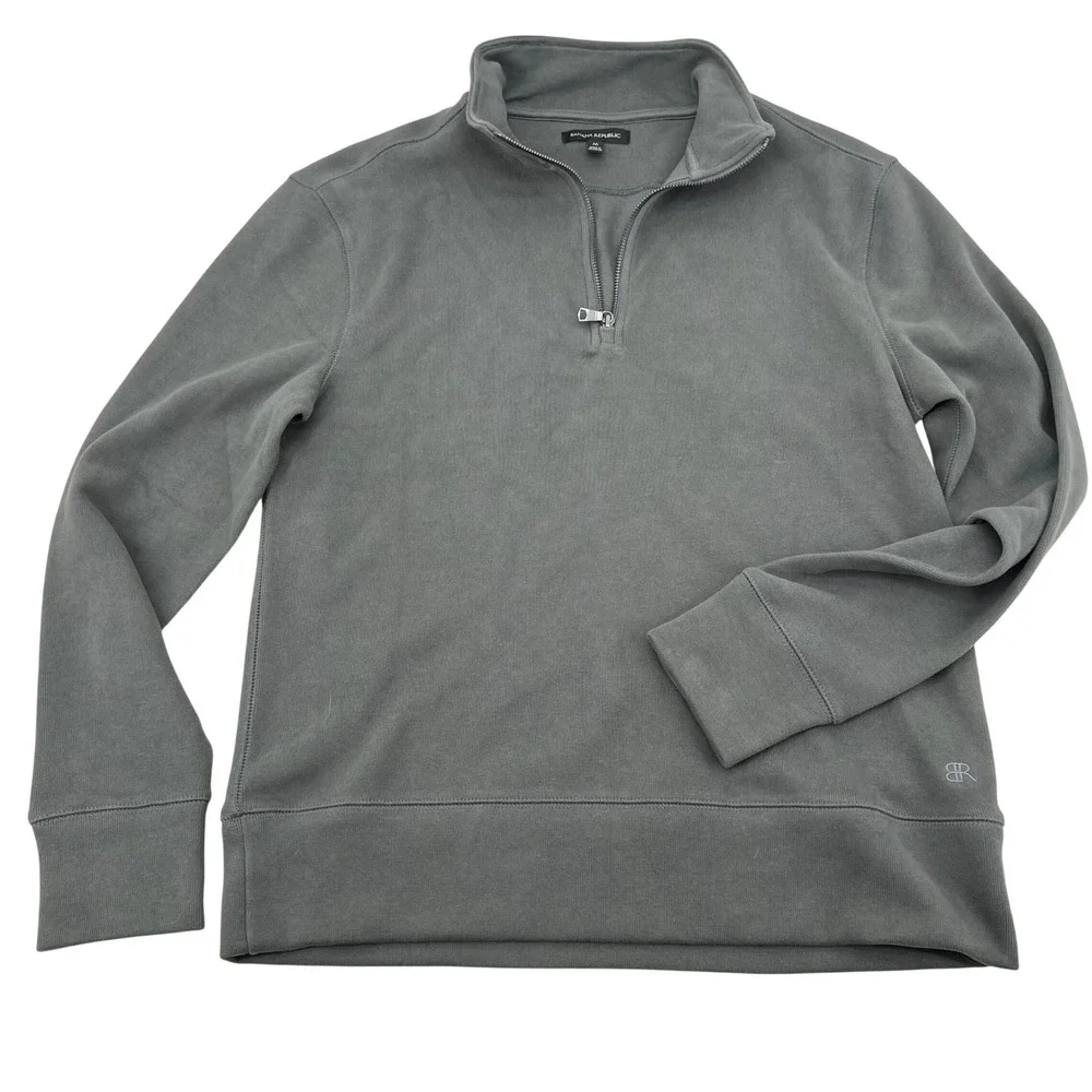 Banana Republic Mens Gray green Quarter Zip Sweatshirt Pullover Size M